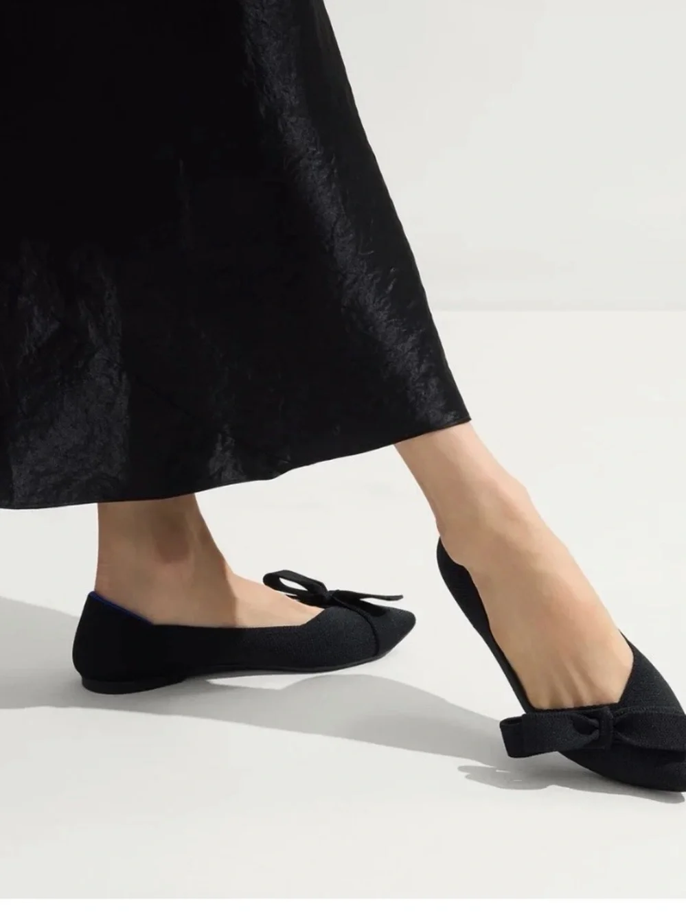 Rothy's Black Bow Pointed Mary Jane Flats - Women's size 7